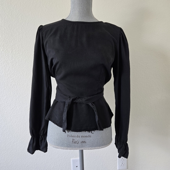 The Drop x Paola Alberdi Cut Out Back Peplum Waist Blouse Top Tencel size Small - Picture 4 of 16
